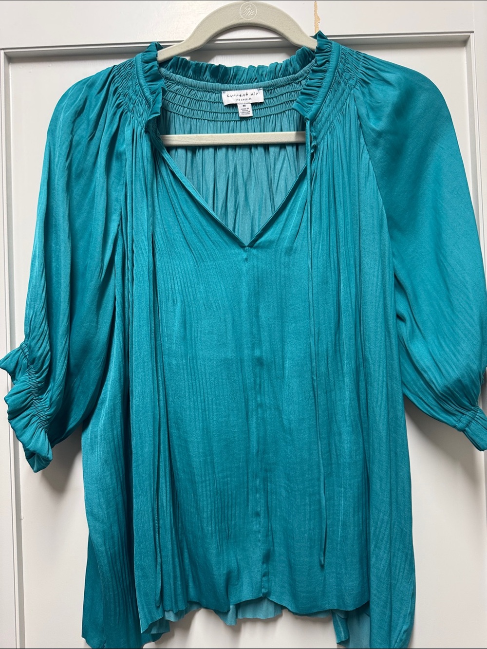 Current Air Teal V-Neck Peasant Blouse